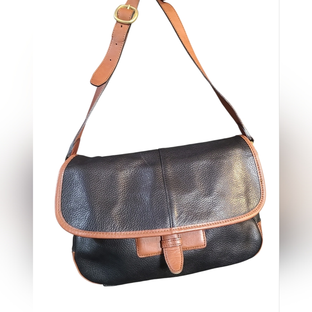 Liz Claiborne Black and Brown Leather Crossbody Shoulder Bag